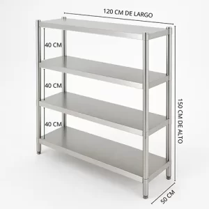 Estantería de Acero Inoxidable 304 – 4 Niveles 120X150X50