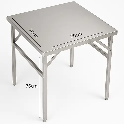 Mesa plegable/rebatible de acero inoxidable 304 70X70X76 - Imagen 2