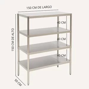 Estantería de Acero Inoxidable 304 – 4 Niveles 150X150X50
