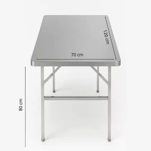 Mesa plegable/rebatible de acero inoxidable 304 120x70x80