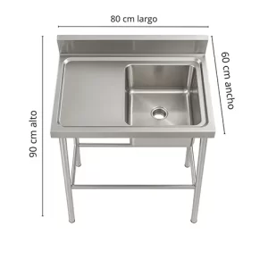 Lavafondo de Acero Inoxidable con secado 80x60