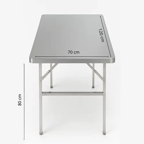 Mesa plegable/rebatible de acero inoxidable 304 120x70x80