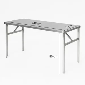 Mesa plegable/rebatible de acero inoxidable 304 148x70x80
