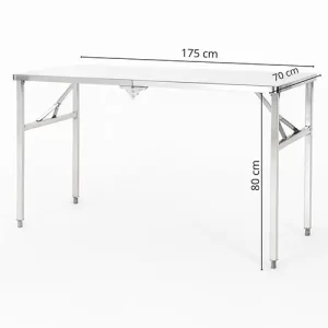 Mesa plegable/rebatible de acero inoxidable 304 175x70x80